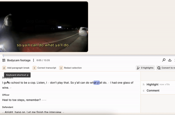 gif containing a segment of transcription converted into a reel
