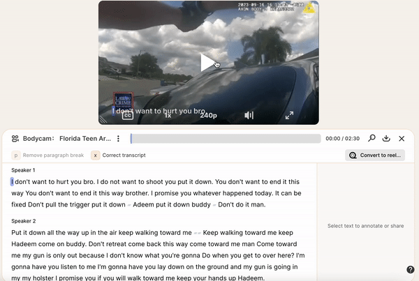 Gif showing footage captured from bodycam.